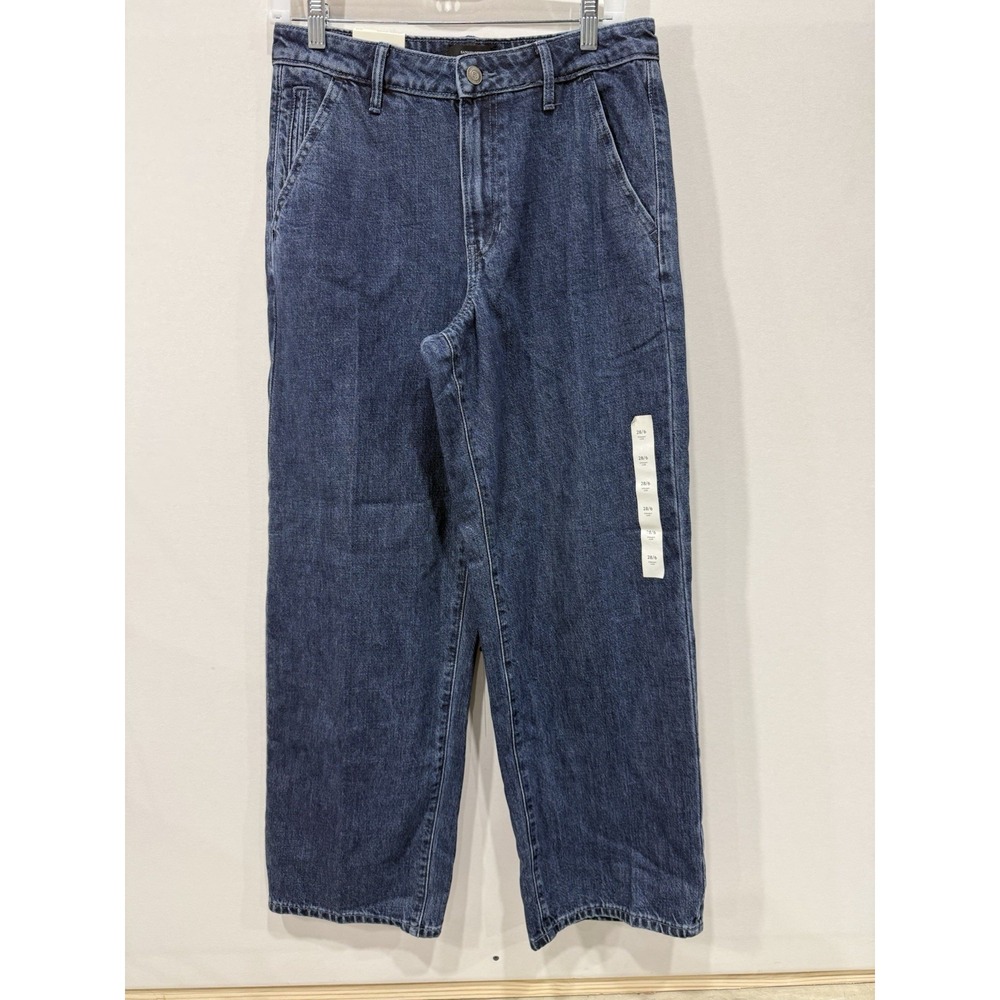 Banana Republic Straight High-Rise Luxe Trouser Jean Baggy 28/6 NWT‎ Dark Wash